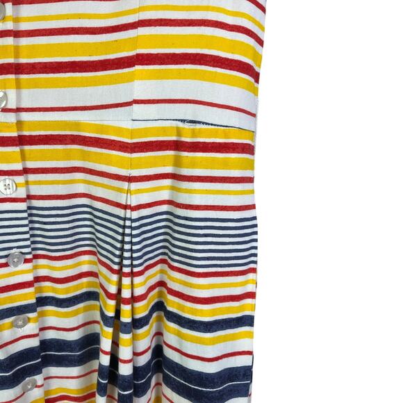 Frances Valentine Midi Dress Medium Multi-color Striped Button Front w/2 Belts - Picture 7 of 10